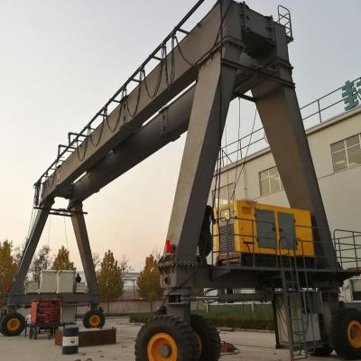 China Crane Boxed Type Girder Double Beam Tire Hydraulic Lifting Rubber Gantry Crane For Sale for sale