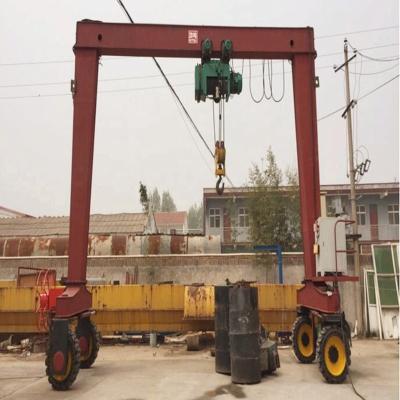 China Gantry Crane Movable Rubber Crane Single Beam Tire Overhead Crane For Sale for sale