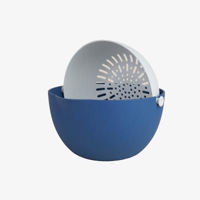 China Kitchen Fruit Vegetable Strainer Stocked Drain Basket For Home Double Laid Rotary Drain Basket for sale