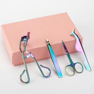 China Manual 4 Pieces Stainless Steel Eyelash Curler Multicolor Eyelash Applicator Makeup Tools Eyelash Curler Set for sale