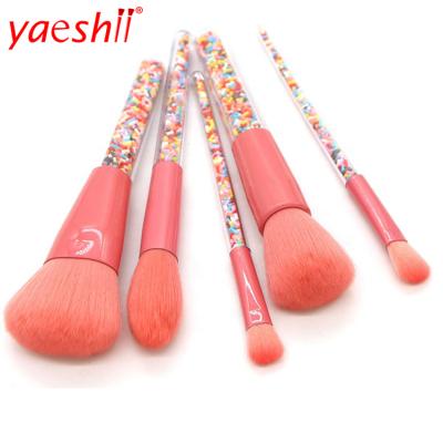 China Yaeshii 5pcs Sale Makeup Brush Set Makeup Brush Portable Hold And Soft Hot Pink Color Candy Makeup Brush Custom Made Makeup Brush for sale