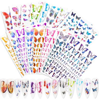 China Easy Apply Yaeshii Laser Butterfly Nail Sticker 3D Ultra Flash Stick Hot Sellings 3d Nail Stickers for sale