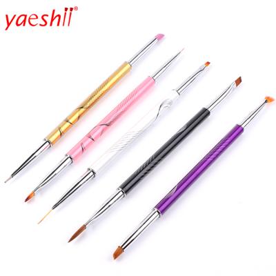 China French Nail Yaeshii Kolinsky Sand Brush Nail Art Builder Brush Acrylic Brush 2 Way Tool for sale