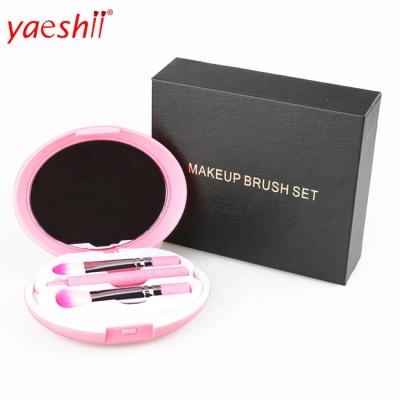 China Professional Detachable Travel 5pcs Makeup Set Yaeshii New Makeup Brush Set 5 In 1 Fold Portable Makeup Brushes With Mirror Case for sale