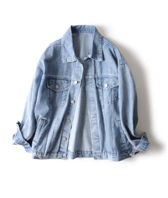 China QUICK DRY Hooded Denim Oversized Hip Hop Print Women Jean Jacket Blue 2021 Toddler Jacket for sale