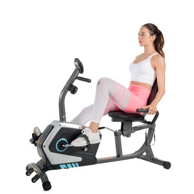 China Cardio Fitness Home Use Workout Equipment 8 Resistance Levels Magnetic Recumbent Bike With Hand Pulse Sensor for sale