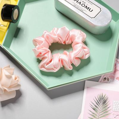 China Smart 22 Korean Wholesale Casual Silk Pink Momme Hair Ties Scrunchies Set Custom Logo for sale