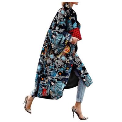 China Parride Customized Design Winter Plus Size Women Clothing Wholesale Overcoats Ladies Printing Long Woolen Coats for sale