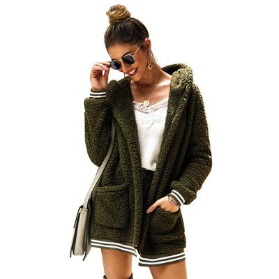 China Fluffy Faux Fur Coat Women Winter Teddy Coat Autumn Pockets Plus Size Fur Hooded Casual Fleece Anti-Shrink Jacket Outwear for sale