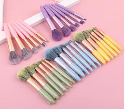 China New Design Flat Brush Mini 6pcs Double End Make Up Brush Rose Gold Aluminum Tube Synthetic Makeup Brush Set for sale