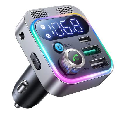 China Popular LED Display Dual Mics Clear Call BT 5.0 Fast Charging 48W Car Charger FM Transmitter for sale