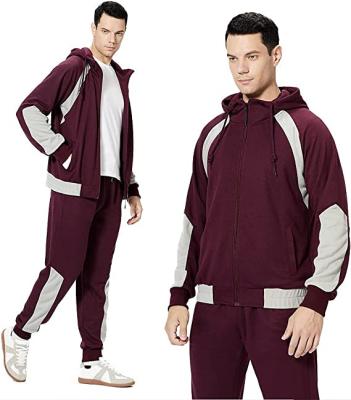 China Private Label Sweat Suits Breathable Custom Slim Fit Sweatsuit Solid Color Puff Printing Men Sweatsuit for sale