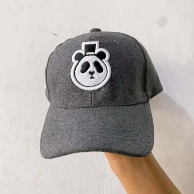 China Eco-Friendly Pattern Baby Panda Embroidery Baseball Cap Children's Woolen Hat For Boy Girls for sale