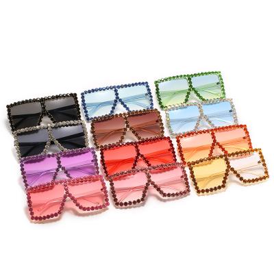 China Fashional Rhinestone Bling Wide Temple Large Oversized Sunglasses Women Stones 2020 Fashion Shades Glasses for sale