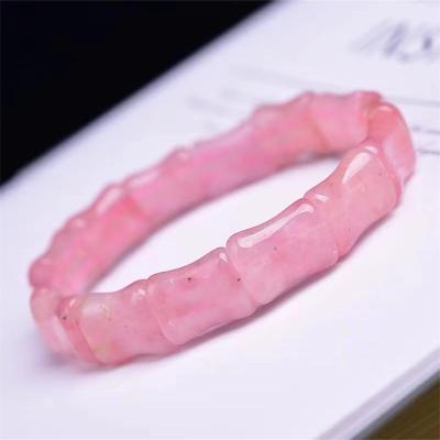 China Fashion Hot Sale Natural Pink Vintage Crystal Bamboo Shaped Bracelet For Women's Gift for sale