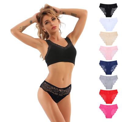 China Wholesale Yarn Cotton Breathable Female Briefs High Quality Women's Breathable Panties With Lace for sale