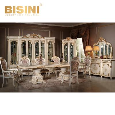 China EUROPEAN Exclusive Dining Room Furniture Set, Veneered Carved Dining Table, Exquisite Sideboard and Wine Cabinet for sale