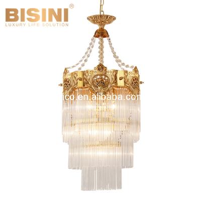 China Residential Copper Chandelier Crystal Pendant Light Luxury American Antique Chandelier For Villa And Hotel for sale