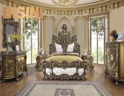 China King Size Solid Wood Classic Gold Color Tufted Villa Bedroom And Bedroom Italian Style Hotel Furniture for sale