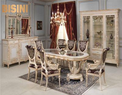 China Luxurious Carved Oval Dining Room Dining Table Louis XVI Villa Dining Room Furniture for sale