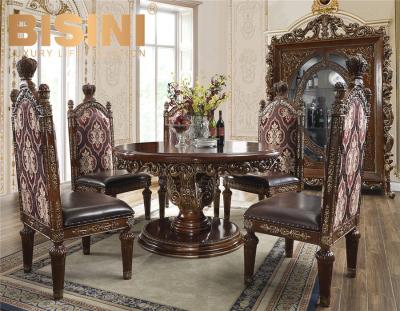 China Dining Room Old Castle Style Customized Furniture Wooden Round Dining Table For Luxurious Villa for sale