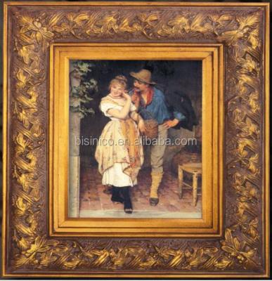 China Luxury Design Arts and Crafts Antique Picture Frame Carved Giltwood Oil Painting, Home Decor Art for sale