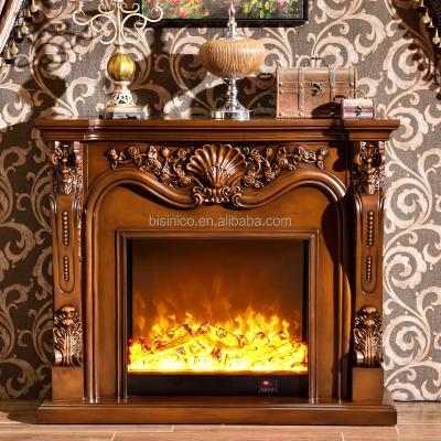 China Solid Wood Best Selling Antique Solid Wood Fireplace With Imitation Flame Insert (MOQ=1 SET) for sale