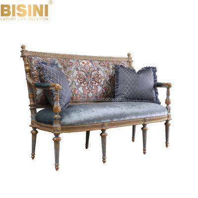 China Hand Cut Luxury European Royal Fabric Sofa Furniture, BISINI Embroidery Bergere Cut Two Seater Loveseat For Home for sale