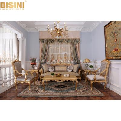 China Hand Carved Luxury Royal Villa Sofa Set , Handcrafted Fabric BISINI Sofas for sale