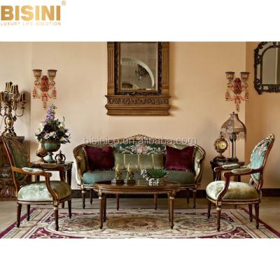 China Hand Carved Antique Country Sofa Set , Comfortable Fabric BISINI Sofas for sale