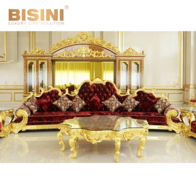 China French Royal Rococo 24K Gold Luxury Royal Louis XV Living Room Sofa Set Solid Wood 7 Seater Sectional Sofa Set for sale