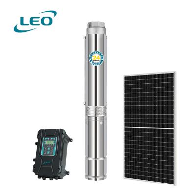 China LEO Hybrid AC/DC Commercial Stainless Steel Power Material Deep Well Max Head Solar Water Pump for sale