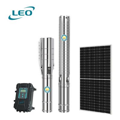 China LION 750~1500W 3.5~3.8 Flow Rate Commercial Submersible Solar System DC Borehole Solar Water Pump for sale