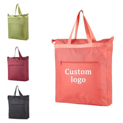 China Large Capacity Tote Waterproof Oxford Shopper Portable Shoulder Handbag Folding Handled Reusable Grocery Bag Eco Shopping Bag With Pocket for sale