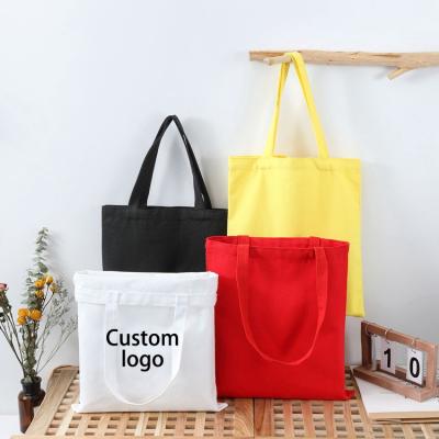 China Promotional Personalized White Handled 6oz to 14oz Cotton Canvas Bags Logo Reusable Shopping Polyester Canvas Custom Printed Tote Bags for sale