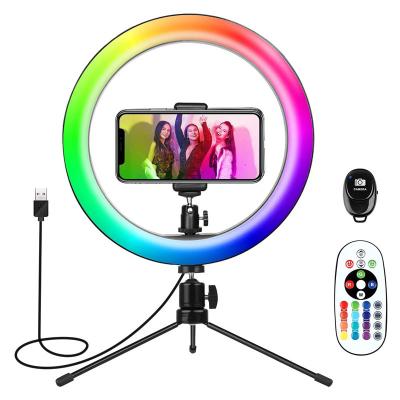 China Newest Mini Factory Outlet 10 Inch RGB Led Ring Video Light With Stand And Phone Holder for sale