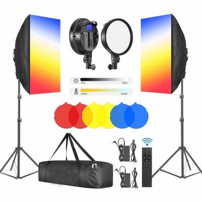 China Professional Adjustable Light Colors Softbox RGB LED Lighting Kit for Studio Photography Video Lighting for sale