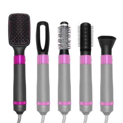 China Others 5 in 1 Electric Blow Dryer Hair Curling Iron Spin Blow Dryer Hair Straightening Comb Curling Hot Air Brush for sale