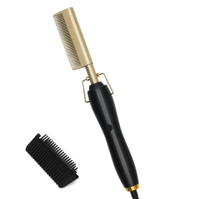 China Professional Mini Electric Hair Straightener Ceramic Press Comb Hot Electric Golden Pressing Professional Comb Fast Drying for sale