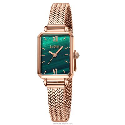 China Water Resistant Fashion Mesh Green Square Simple Women Female Watches For Gift Brand High Quality Ultra Thin Ladies Watch for sale