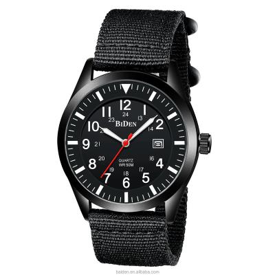 China Day/Date Fashion 5ATM Ultra Thin Arabic Numerals Waterproof Nylon Strap Men Army Military Watch for sale