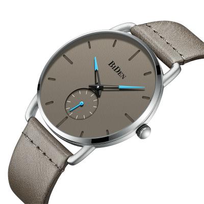 China Not Specified Top Brand Casual Quartz Relogio Masculino Male BIDEN Ultra Thin Mens Watches Luxury Genuine Leather Waterproof Mens Wristwatch for sale