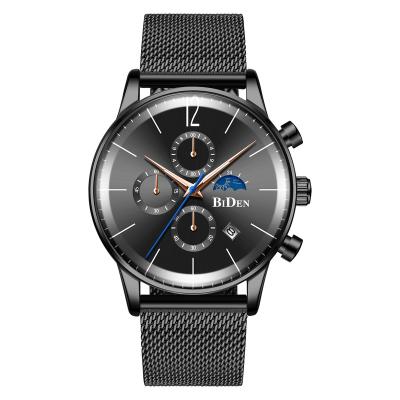 China Biden Chronograph Wristwatch For Men 2020 Silver Waterproof Chronograph Custom Logo Wristwatches for sale