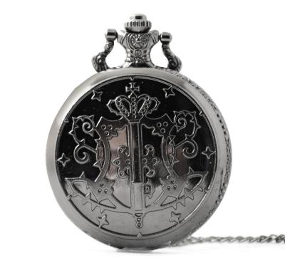 China Nonspecific Black Butler Quartz Pocket Watch For Men for sale