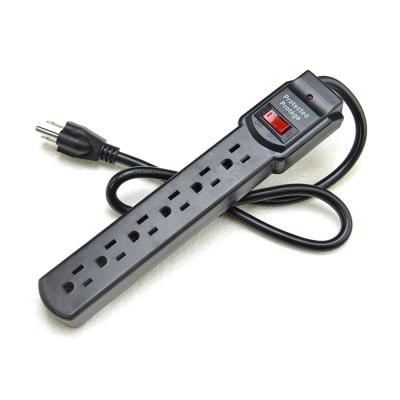 China Surge Protection Portable 6 Outlet American Standard ETL Power Strip for Home Appliances in Black Color for sale