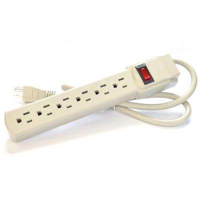 China Beige 6 Outlet North American Standard Electric Extension Sockets Power Strip Socket 14AWG Cable 3FT for Home Appliances for sale