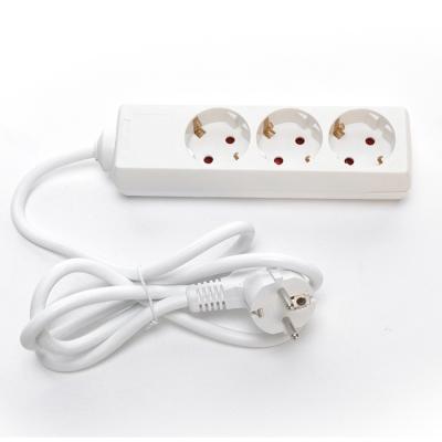 China Various Standards 3*0.75mm Power Cable Multi Plug Power Socket Extension 3 Way Universal Extension Cable 250V/16A White for sale