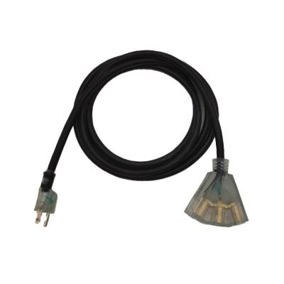 China Aplicación para el hogar 3 pines de carga pesada 12 cables de extensión de medición de 3 pies ETL estándar Cordón eléctrico negro / gris 15A 125v en venta