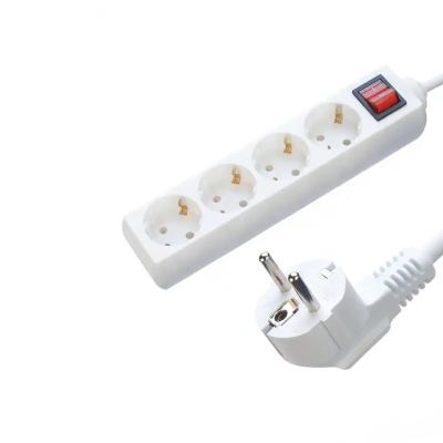 China EU-gecertificeerd H05VV-F 3x1.5mm2 4 Outlet Power Strip Socket Extension Cord met Switch Eu Plug 16A Te koop