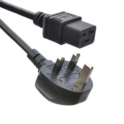 China Network SDK UK BS Standard C5 C19 Connector 3 Pin Line Lead Strip Wire Power Cord 3 Prong Ac Cord Supply IEC Cable Black for sale